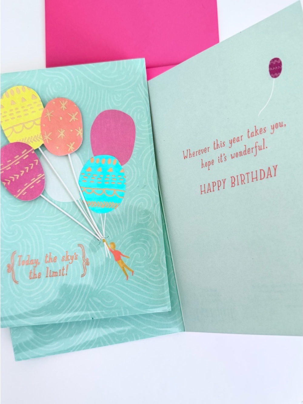 Turquoise Birthday Card with Multicolor Balloon Bouquet - Picture 4 of 4